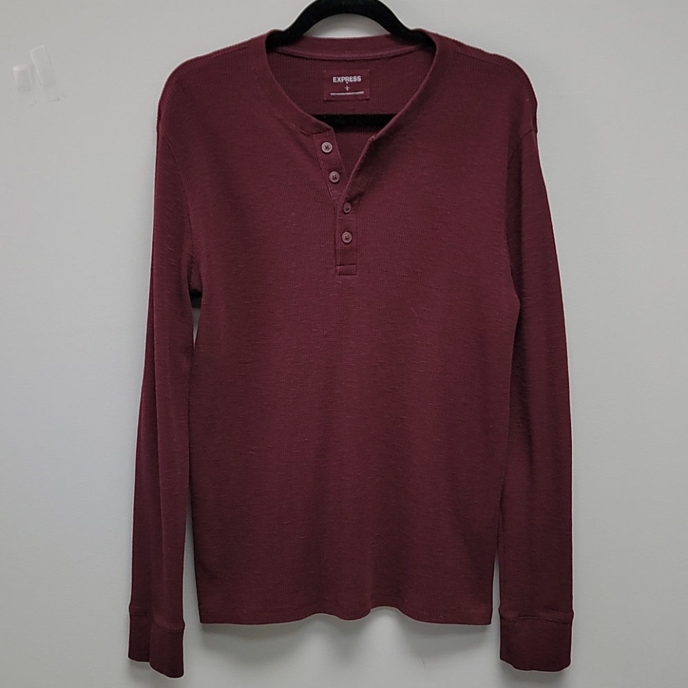 Express vintage waffle henley long sleeve shirt